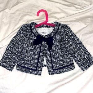Janie and Jack Navy Boucle Bow Jacket 2T